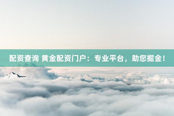 配资查询 黄金配资门户：专业平台，助您掘金！
