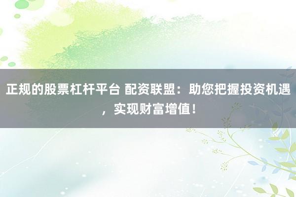 正规的股票杠杆平台 配资联盟：助您把握投资机遇，实现财富增值！