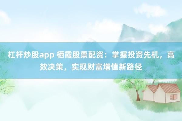 杠杆炒股app 栖霞股票配资：掌握投资先机，高效决策，实现财富增值新路径
