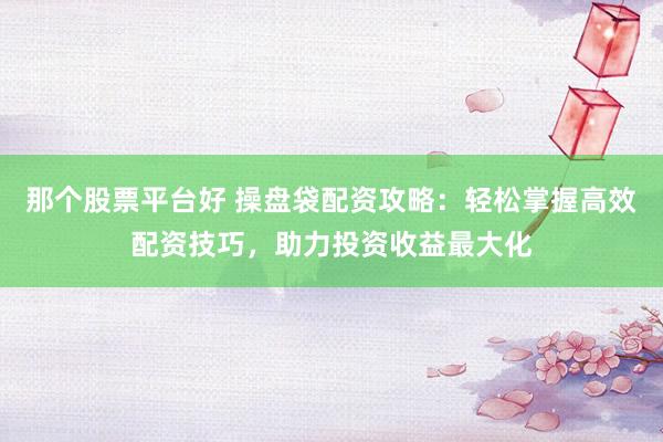 那个股票平台好 操盘袋配资攻略:轻松掌握高效配资技巧,助力投资收益最大化
