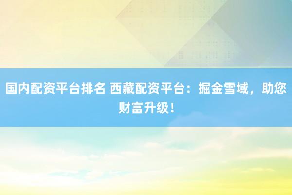 国内配资平台排名 西藏配资平台：掘金雪域，助您财富升级！