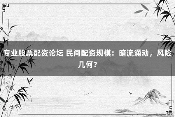 专业股票配资论坛 民间配资规模：暗流涌动，风险几何？