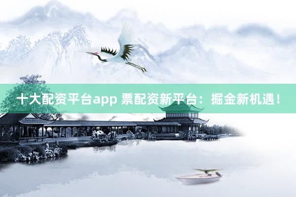 十大配资平台app 票配资新平台：掘金新机遇！