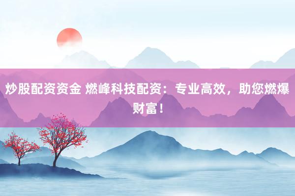 炒股配资资金 燃峰科技配资：专业高效，助您燃爆财富！
